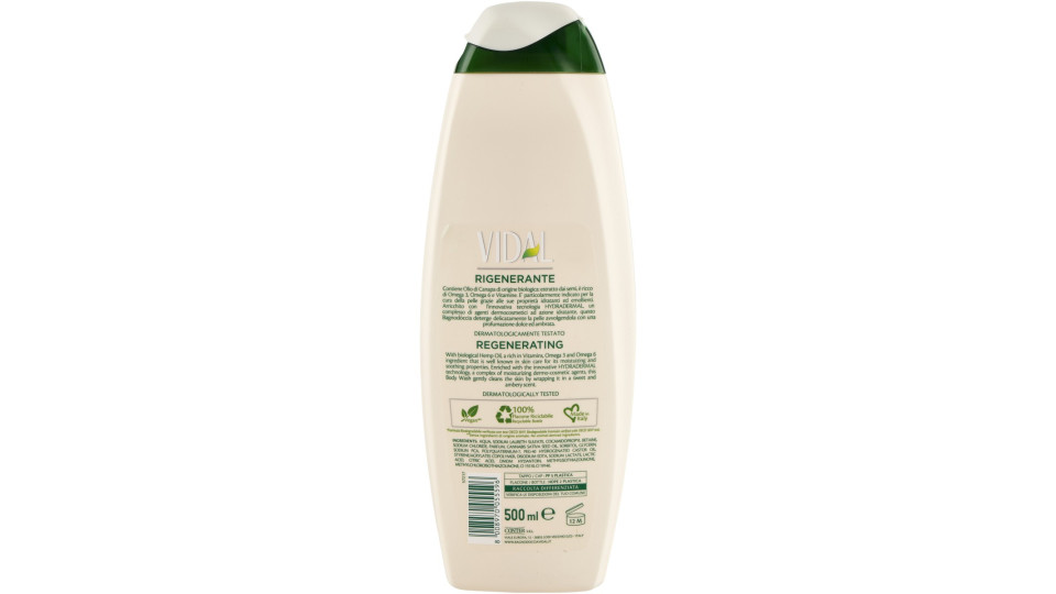 Vidal Hemp Oil Bagnodoccia Olio di Canapa Biologico 500 ml.