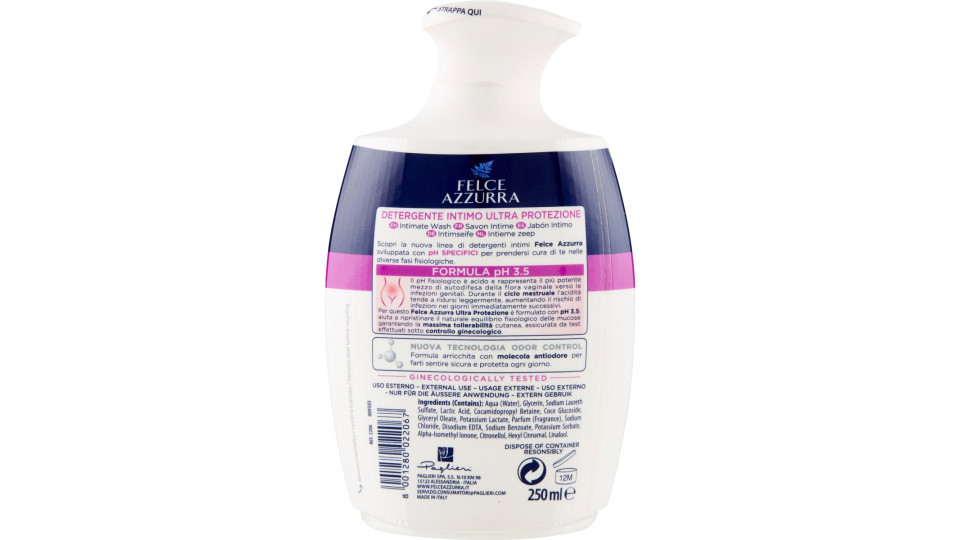 Felce Azzurra Ultra Protezione Detergente Intimo Indicato per...