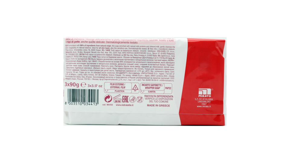 Nidra Saponette con latte di Mandorla 3 x 90 g