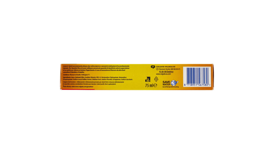 Colgate dentifricio sbiancante Antitartaro + Whitening 75 ml
