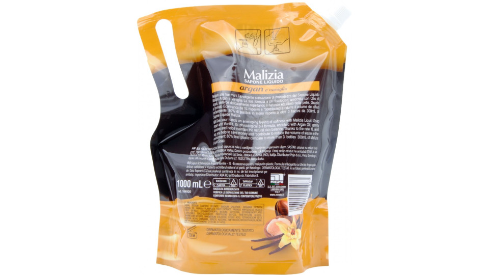 Malizia busta Sapone Liquido argan e vaniglia ml.1000