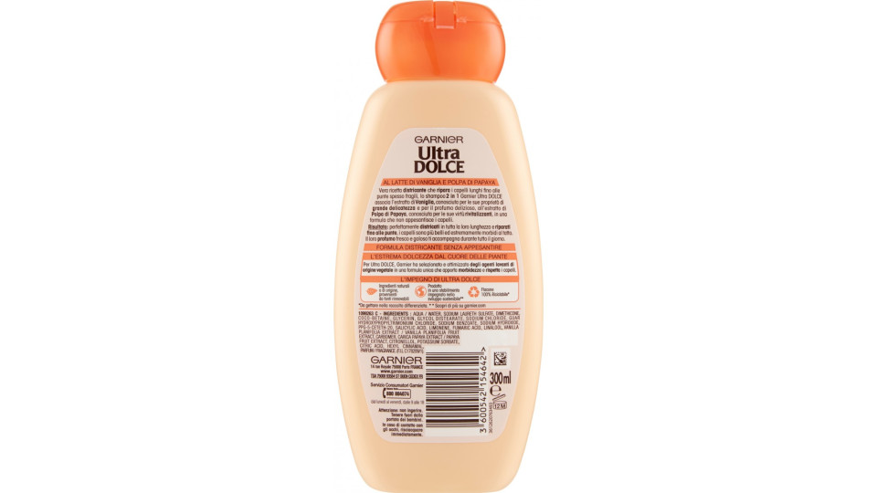 Garnier Ultra Dolce Shampoo 2in1 al latte di Vaniglia e polpa...