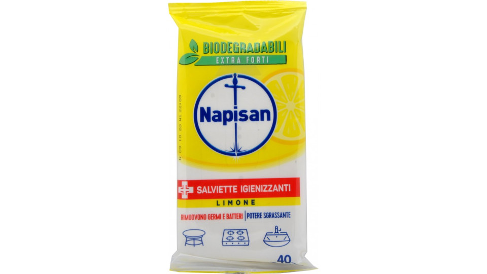 Napisan Salviette Igienizzanti Limone Biodegradabili 40 pz.