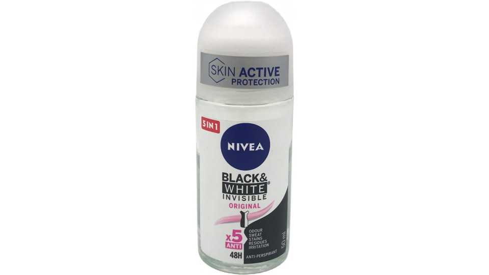 Nivea deo roll-on black/white pure - ml.50
