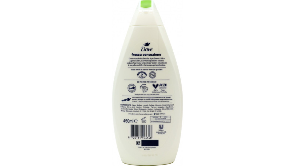 Dove bagnodoccia fresca sensazione al profumo di mela e legno...