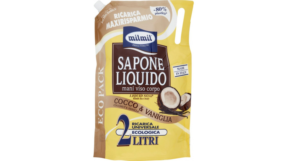 milmil Sapone Liquido Cocco & Vaniglia Ricarica Universale...