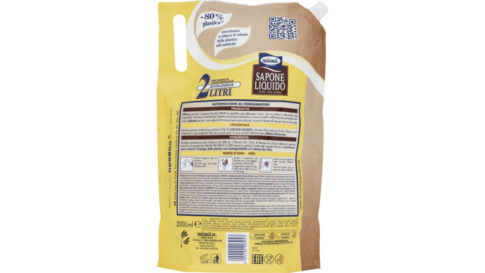 milmil Sapone Liquido Cocco & Vaniglia Ricarica Universale...