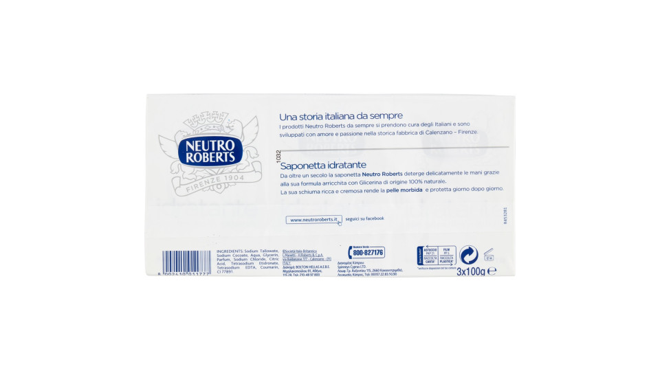 Neutro Roberts idratante saponetta neutra 3 x 100 g