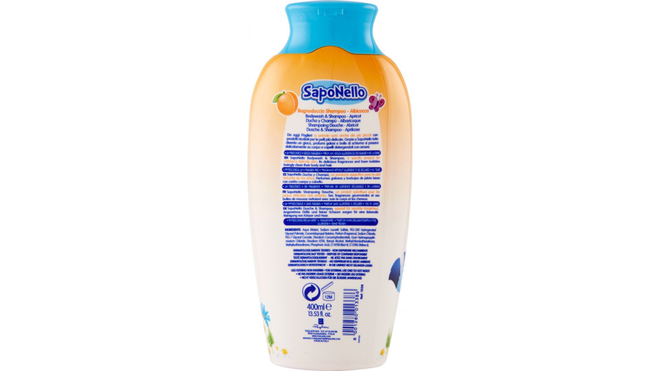 SapoNello Bagnodoccia Shampoo albicocca 400 ml.