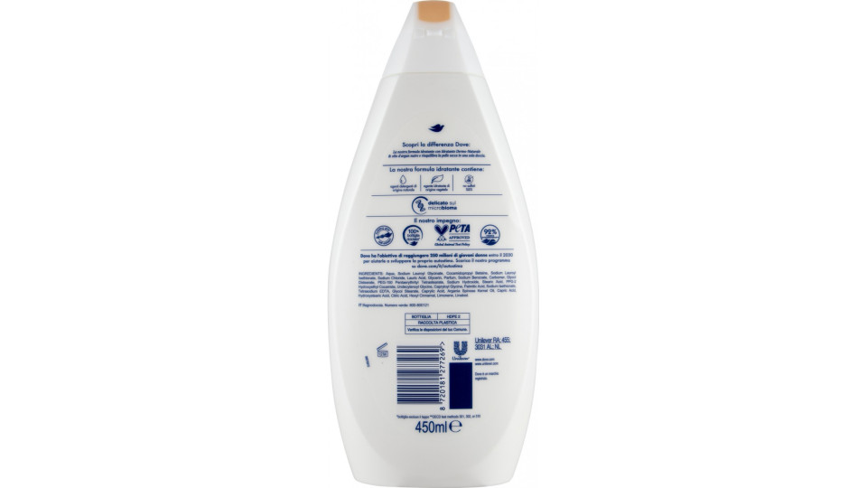 Dove dolce nutrimento Bagnodoccia olio d'argan 450 ml