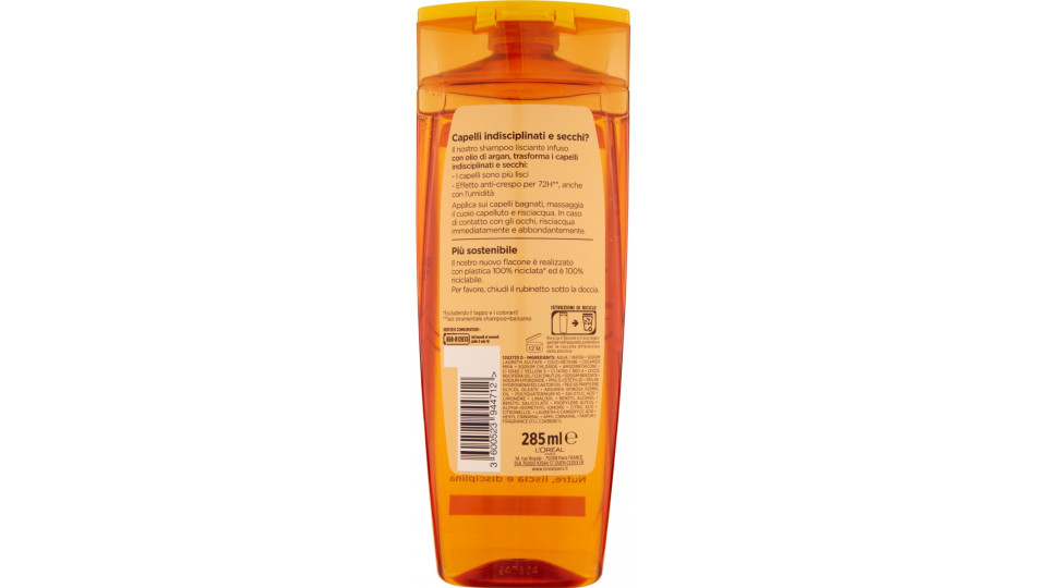 L'Oréal Paris Shampoo Elvive Liss Intense, Per Capelli...