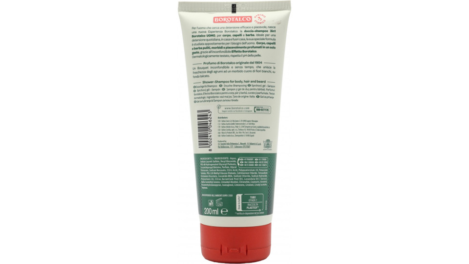 Borotalco doccia uomo 3in1 original ml.200
