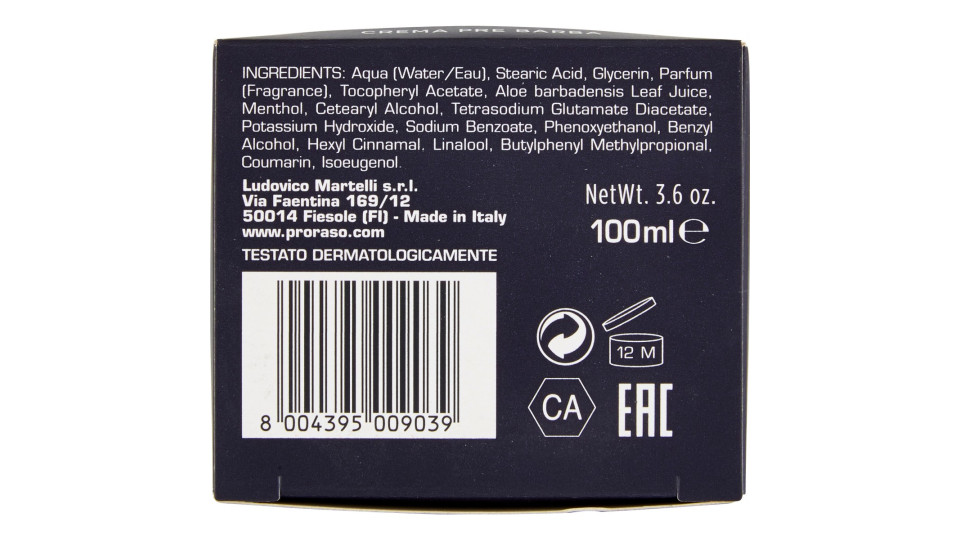 Proraso Crema Pre Barba Protettiva 100 ml.