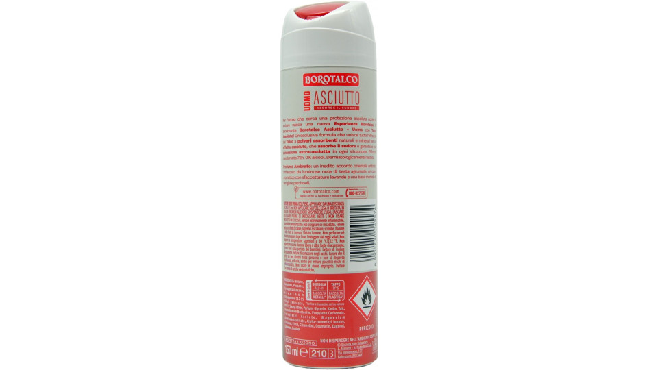 Borotalco deo spray uomo profumo ambrato 150 ml