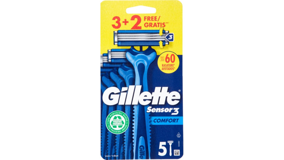 Gillette Sensor3 Comfort Rasoio da Uomo Usa e Getta - 3 rasoi...