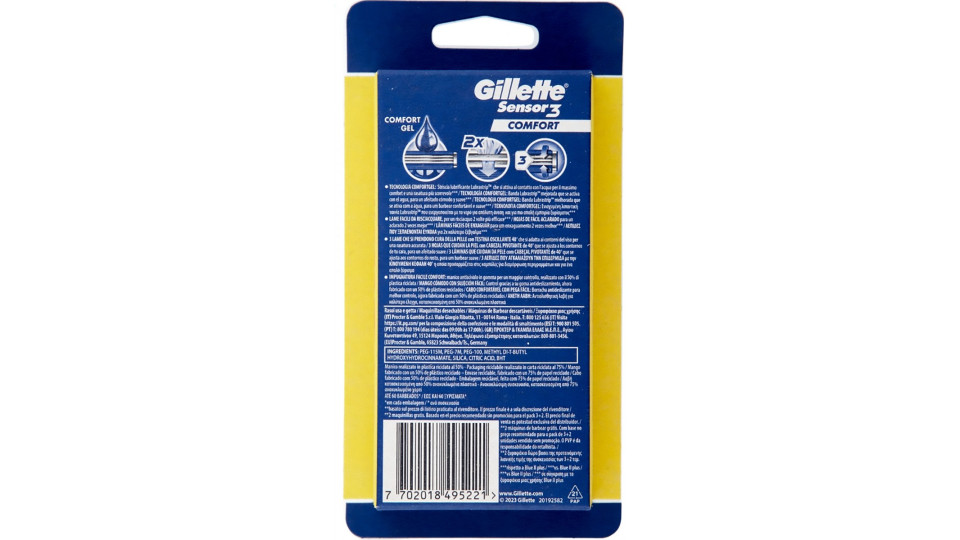 Gillette Sensor3 Comfort Rasoio da Uomo Usa e Getta - 3 rasoi...