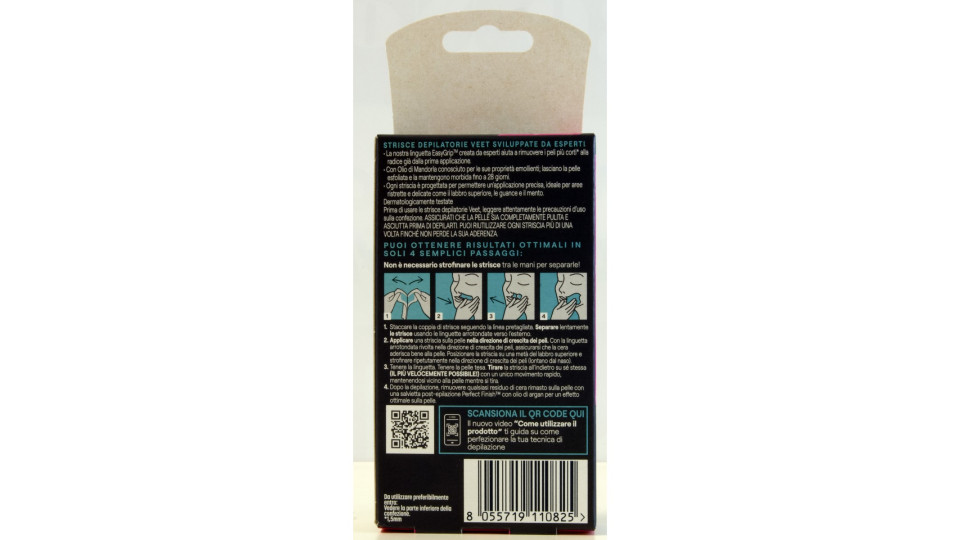 Veet expert strisce depilatorie viso per pelli sensibili x12