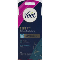 Veet expert strisce depilatorie viso per pelli sensibili x12
