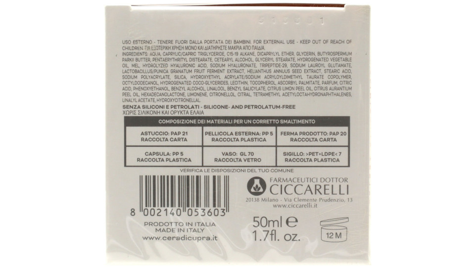 Cera di Cupra crema anti rughe filler rimpolpante ml.50