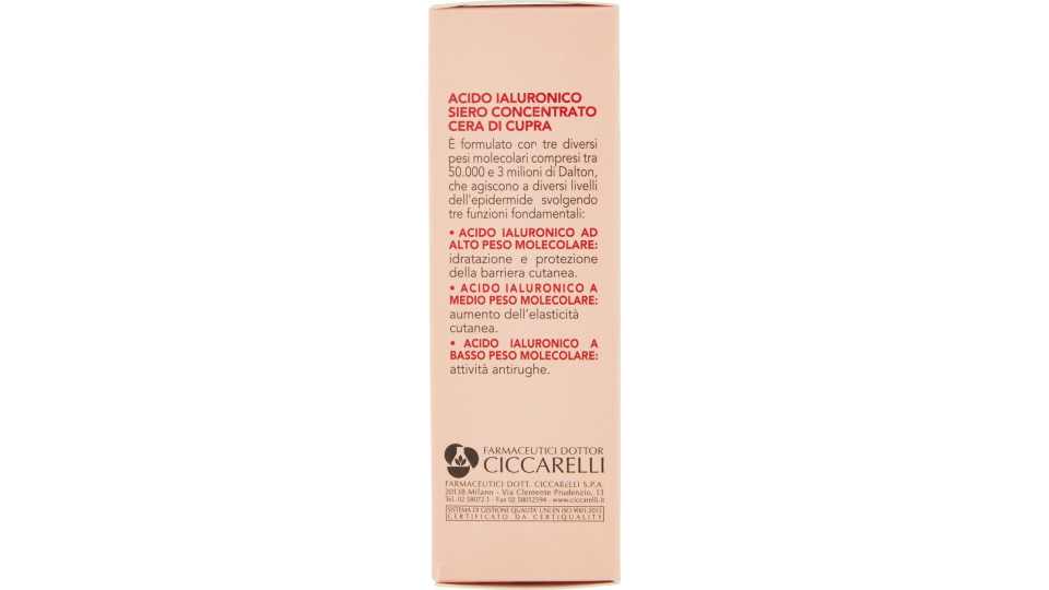 Cera di Cupra Acido Ialuronico Siero Concentrato 30 ml.
