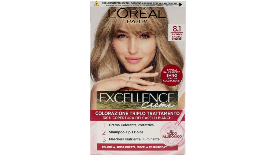 L'Oreal excellence n.8,1 biondo chiaro cenere