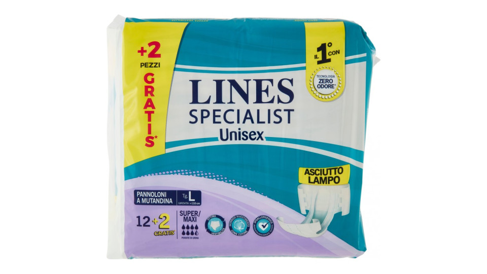 Lines Specialist Unisex Pannoloni a Mutandina Tg. L Super/Maxi...