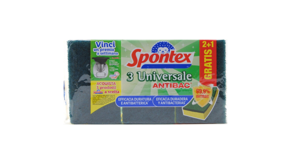 Spontex spugna Universale Antibatterica pz.3