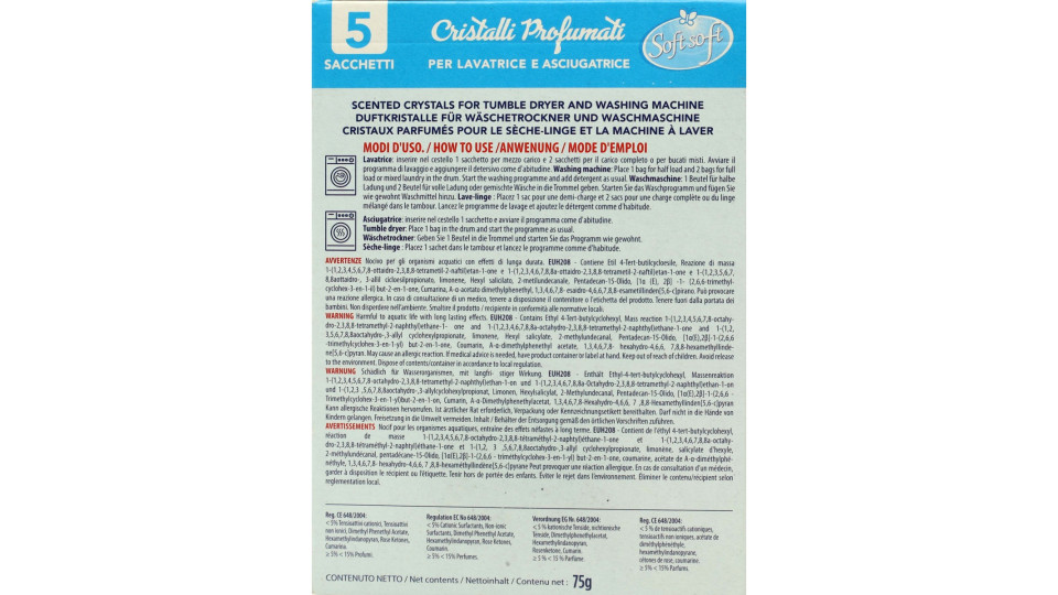 Soft soft cristalli profumati per asciugatrice e lavatrice blu x5