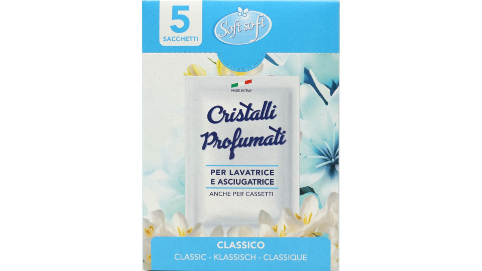 Soft soft cristalli profumati per asciugatrice e lavatrice blu x5