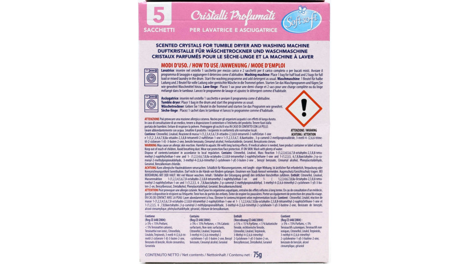 Soft soft cristalli profmati per asciugatrice e lavatrice rosa x5