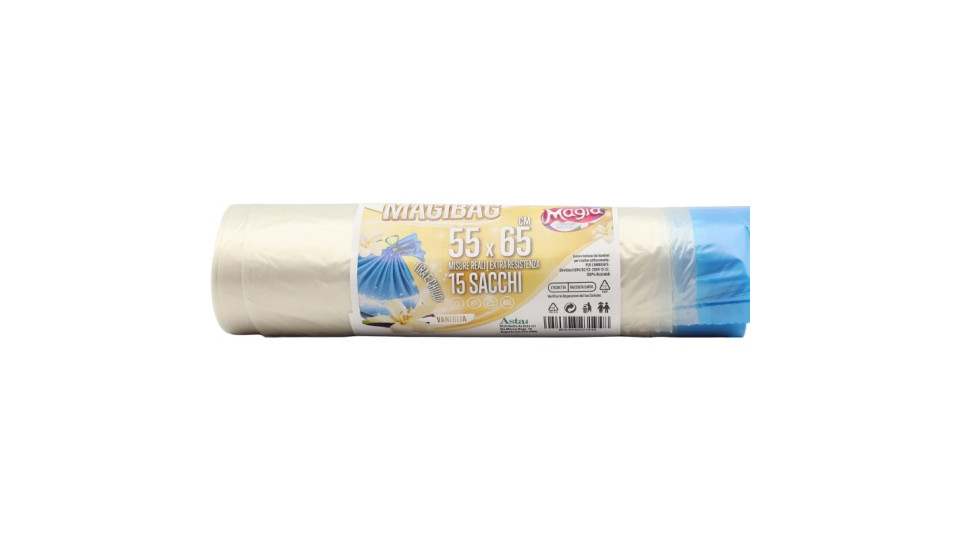 Magia sacco immondizia trasparente con maniglie cm.55x65 pz.15...