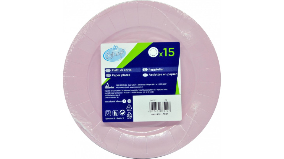 Soft Soft piatti dessert riciclabili colore rosa pz.15