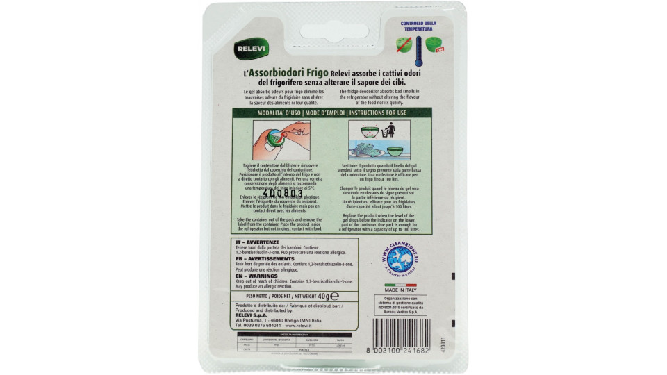 Relevi Assorbiodori Frigo Gel con Alghe Marine 40 g