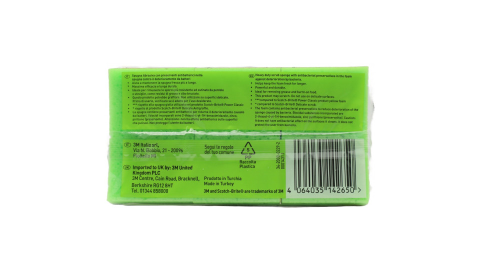 Scotch-Brite Power Classic Spugna Abrasiva Antibatterica 2+1...