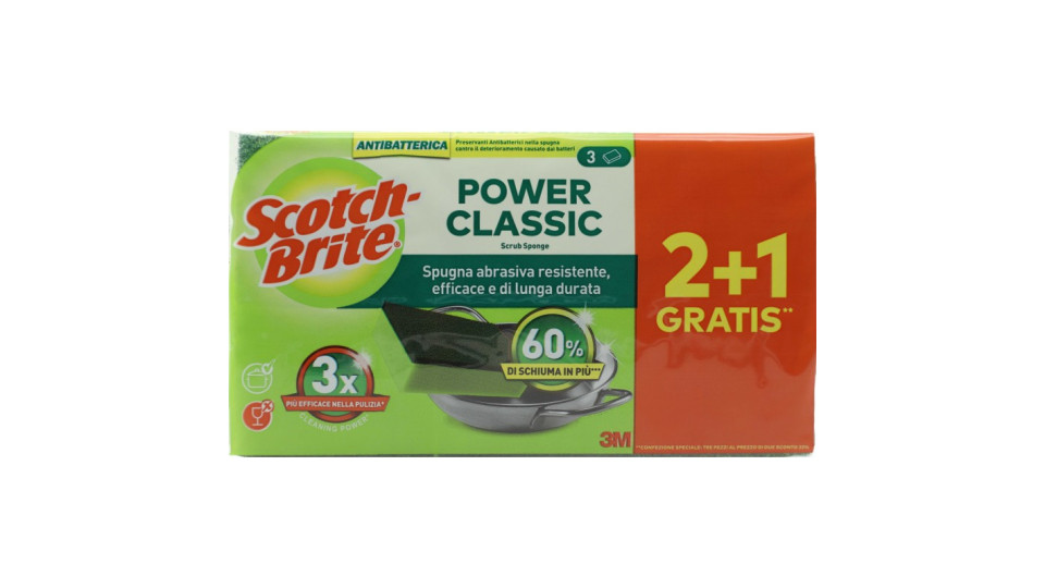 Scotch-Brite Power Classic Spugna Abrasiva Antibatterica 2+1...
