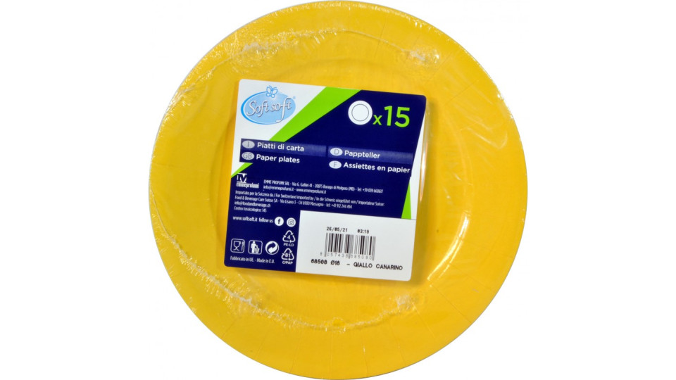 Soft Soft piatti dessert riciclabili colore giallo pz.15