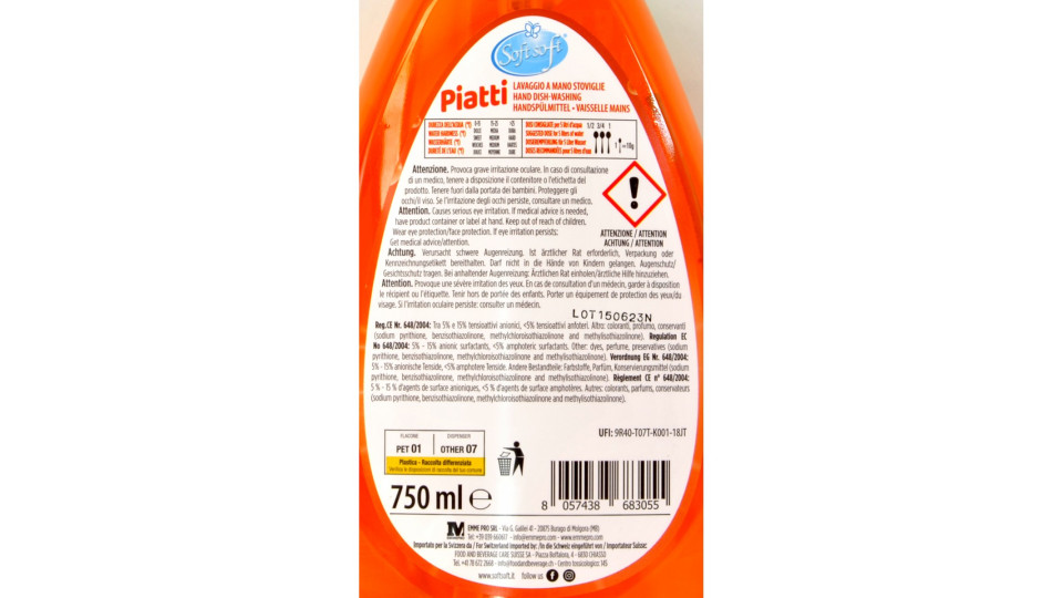 Soft Soft piatti arancia e zenzero con dispenser ml.750
