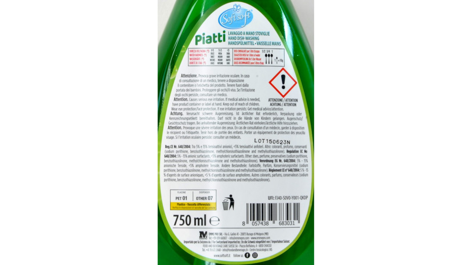 Soft Soft piatti limone e cedro con dispenser ml.750