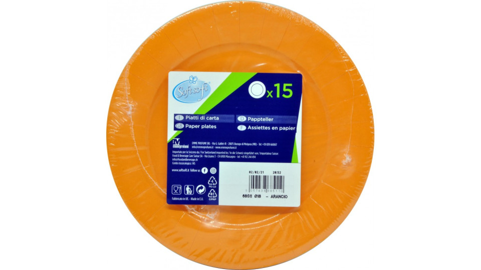 Soft Soft piatti dessert riciclabili colore arancio pz.15