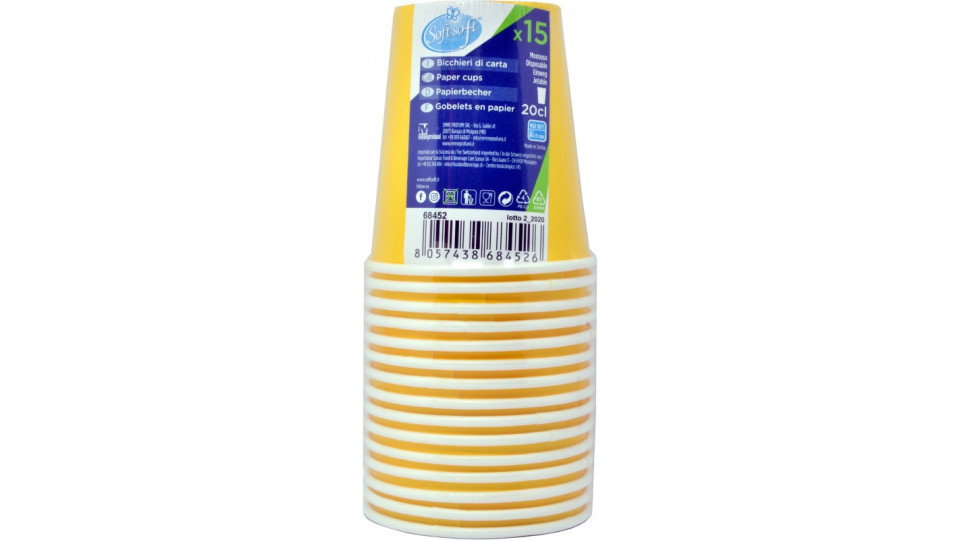Soft Soft bicchieri di carta riciclata colore giallo cl.20 x15
