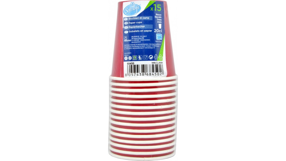 Soft soft bicchieri di carta riciclabili colore fucsia cl.20...