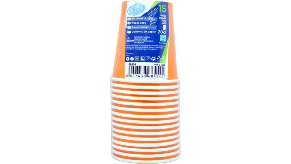 Soft soft bicchieri di carta riciclabile colore arancio cl.20...