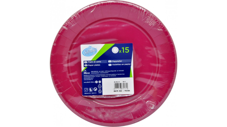Soft Soft piatti piani riciclabili colore fucsia pz.15
