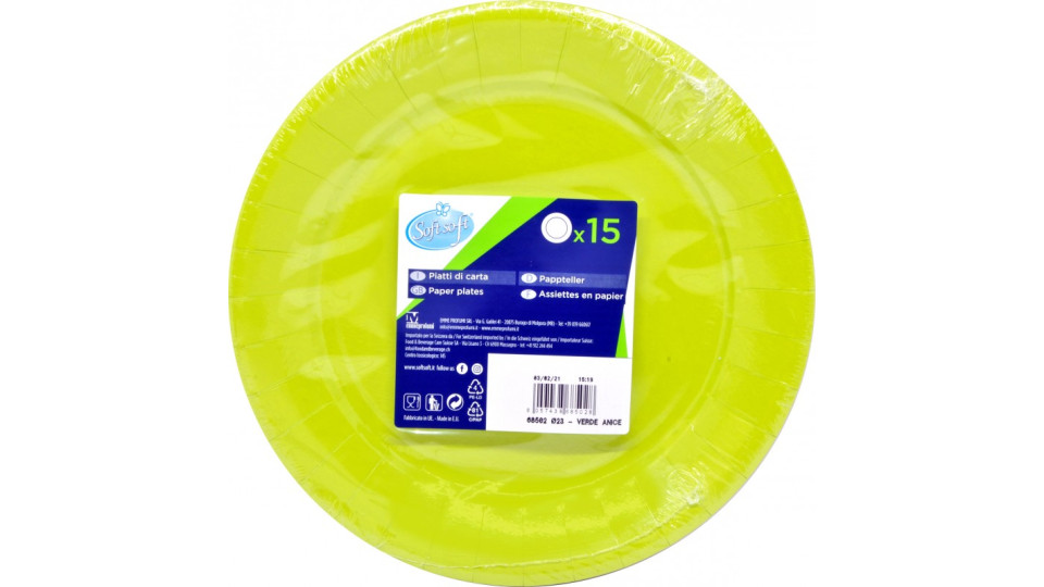 Soft Soft piatti piani riciclabili colore verde anice pz.15