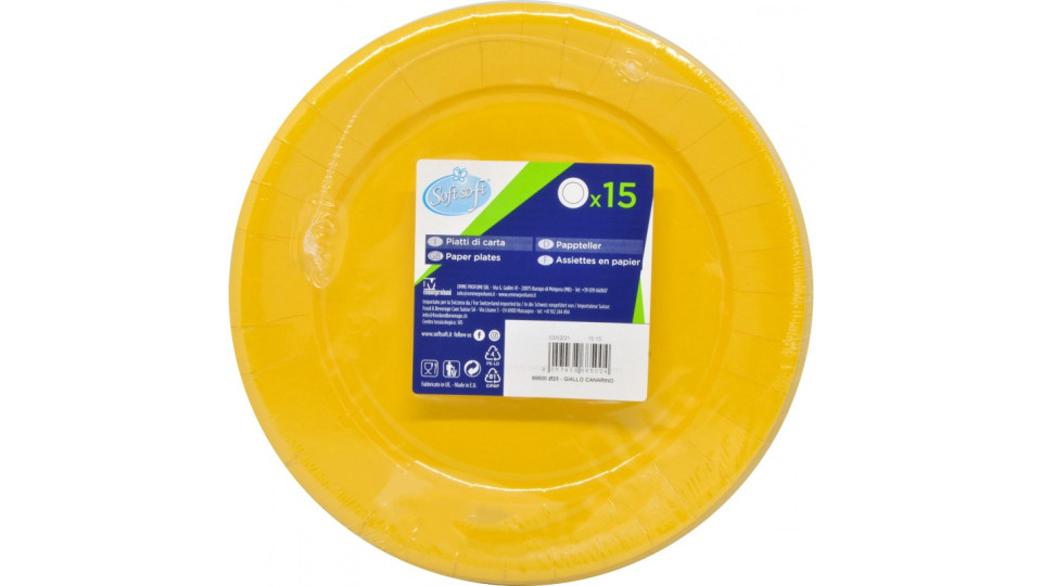 Soft Soft piatti piani riciclabili colore giallo canarino pz.15