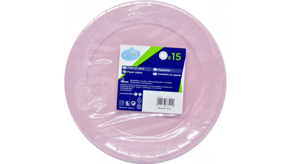 Soft Soft piatti piani riciclabili colore rosa cm23 pz.15