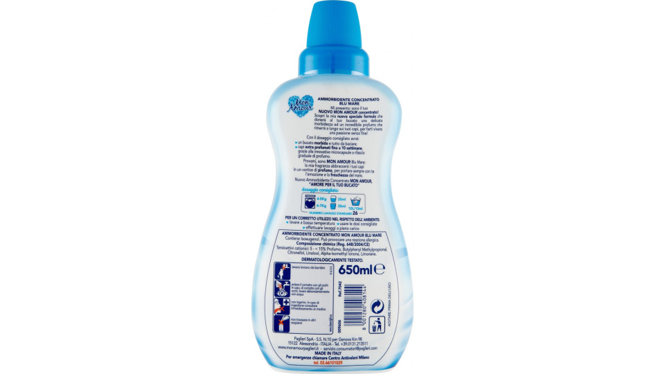 Felce Azzurra Mon Amour Blu Mare Ammorbidente Concentrato 650 ml.