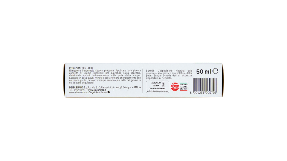 Calzanetto Crema Superiore Calzature Bianco 50 ml