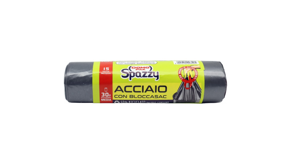 Sacco immondiziaacciaio domopak medi c/maniglia cm.52x60 pz.15