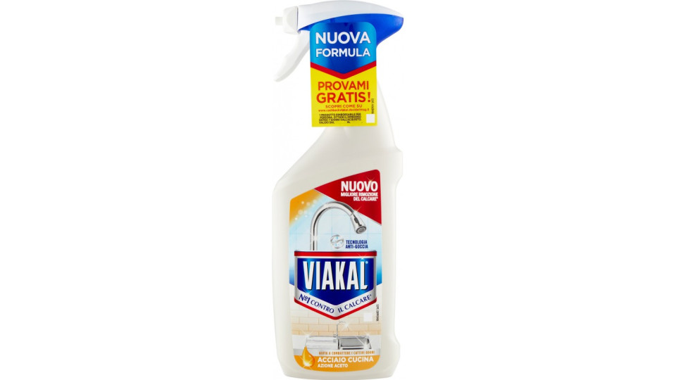 Viakal Detersivo Anticalcare Acciaio Cucina Spray 470 ml